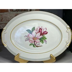Floral Platter Occupied Japan Gold Accent